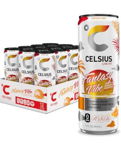 CELSIUS FANTASY VIBE Sparkling Mandarin Marshmallow. Sugar Free Energy Drink. 12 Fl Oz (Pack of 12) : Grocery & Gourmet Food