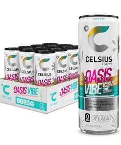 CELSIUS OASIS VIBE Sparkling Prickly Pear Lime. Sugar Free Energy Drink. 12 Fl Oz (Pack of 12) : Grocery & Gourmet Food